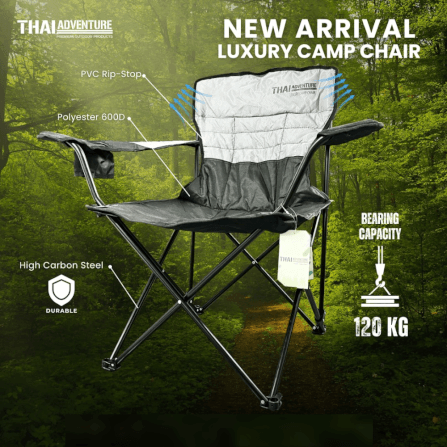 เก้าอี้สนาม THAI ADVENTURE รุ่น LUXURY CHAIR สีเทา/ดำ_4